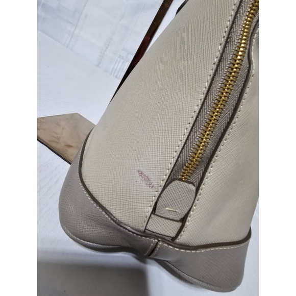 Pre owned Prada Pomenade Saffiano mediumTwo Tone Leather Dome Satchel Taupe - Picture 12 of 16